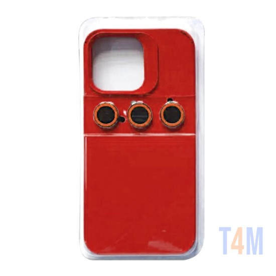 Silicone Case with Separate Camera Glass Set for Apple iPhone 15 Pro Max Red